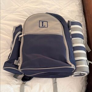 Brand New Navy and Gray personal creations picnic back pack.